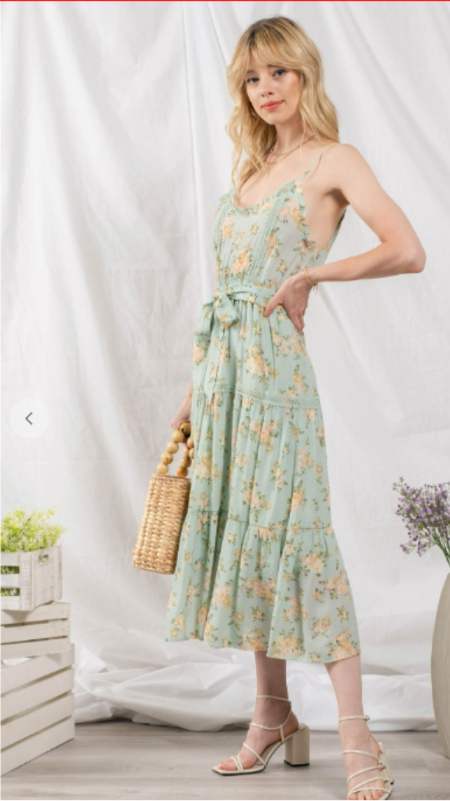 Mint Midi Floral Dress