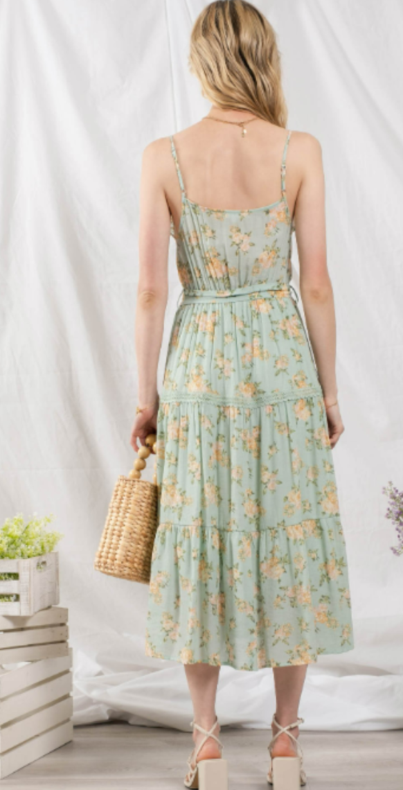 Mint Midi Floral Dress