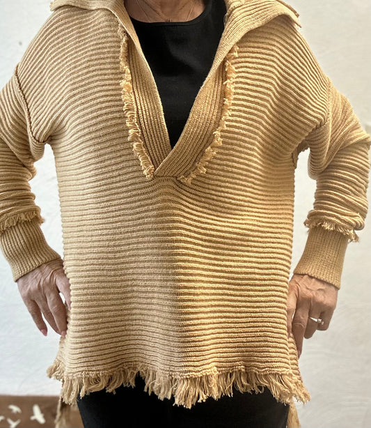 Frayed Mustard Sweater