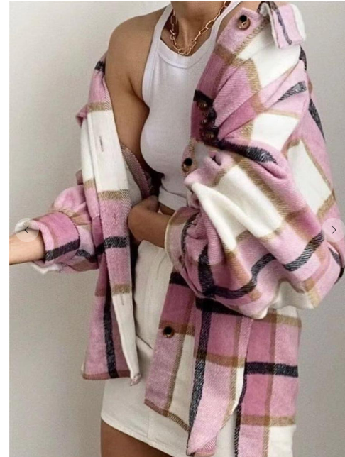 Pink Plaid Oversized Shacket